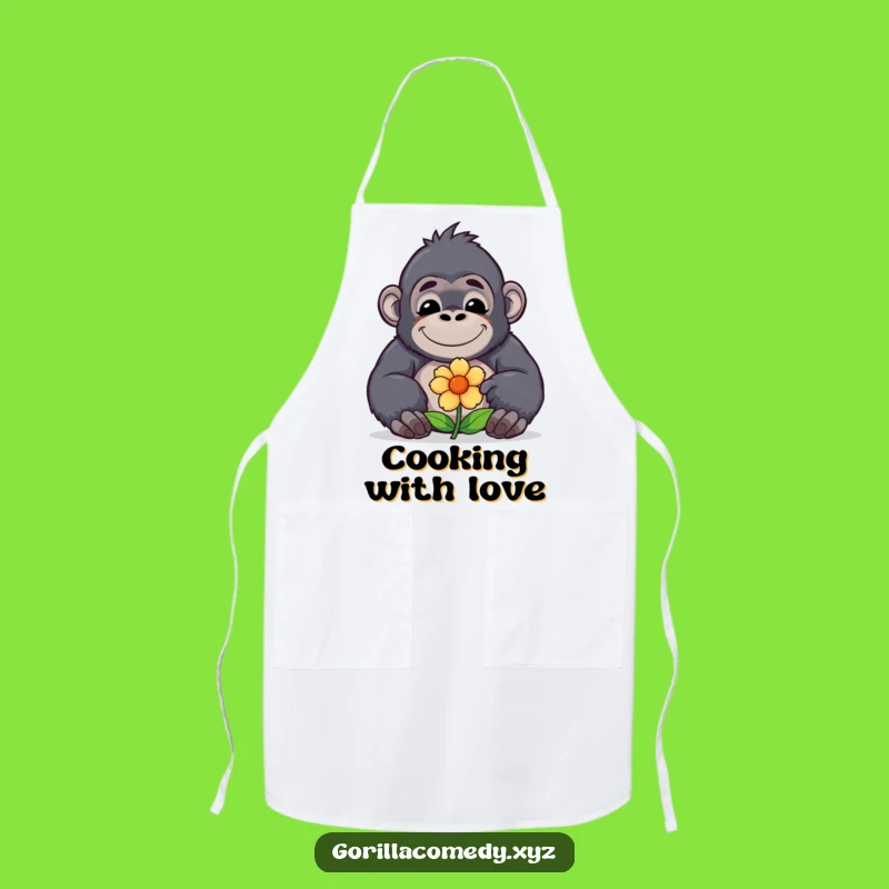 Funny Gorilla Flower Apron: Cook with Kindness, a Hilarious Gift!