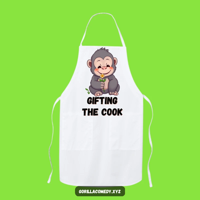 Funny Gentle Gorilla Flower Apron - Cook with Compassion and Style