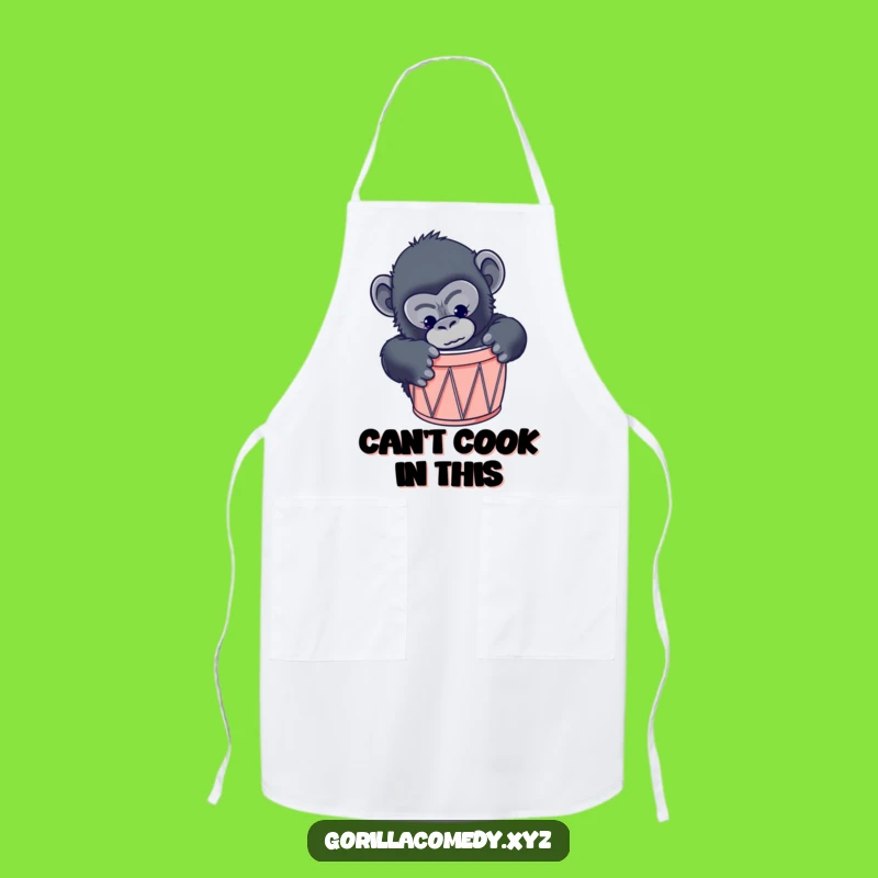 Funny Gorilla Chef Drum Apron: Tiny Fit Primate Cooking Humor, Kitchen Gift