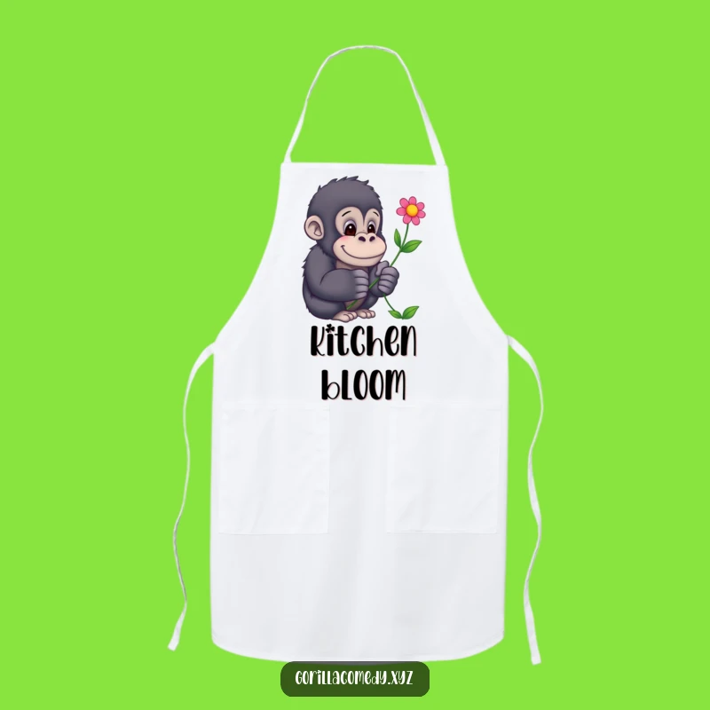 Funny Gorilla Flower Apron - Cook with Kindness and Gentle Humor