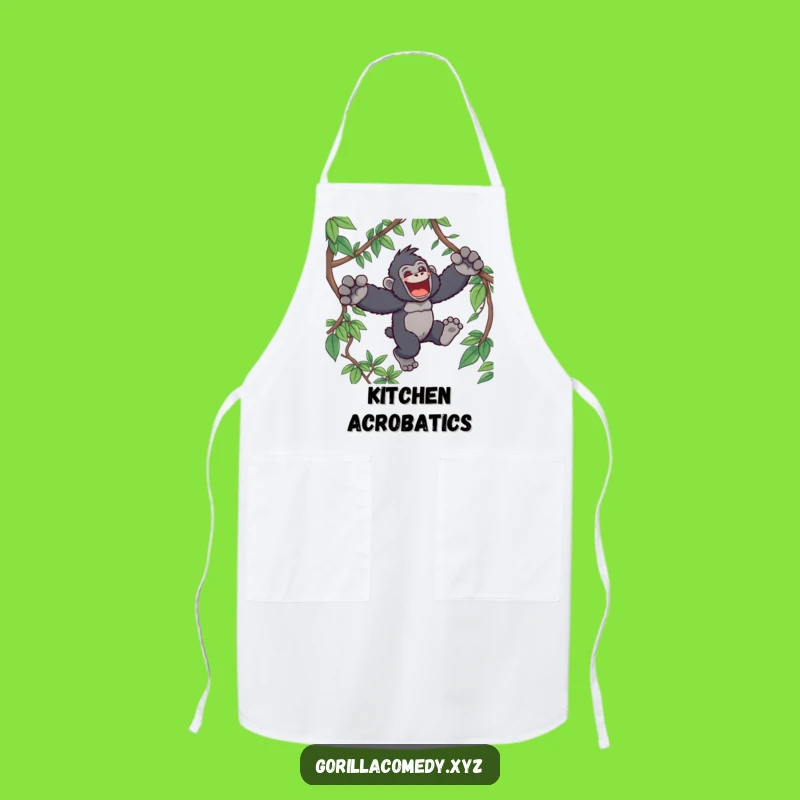 Funny Kawaii Gorilla Jungle Leap Apron - Chef Ape for Kitchen Fun