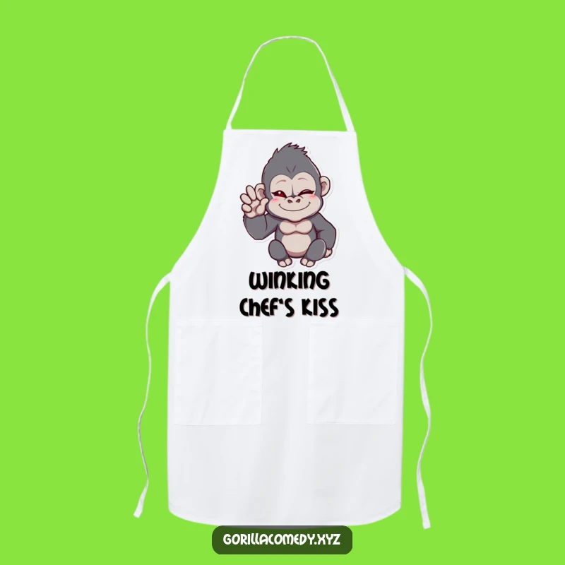 Funny Winking Gorilla Wave Apron - Kitchen Fun, Practical Funny Gift