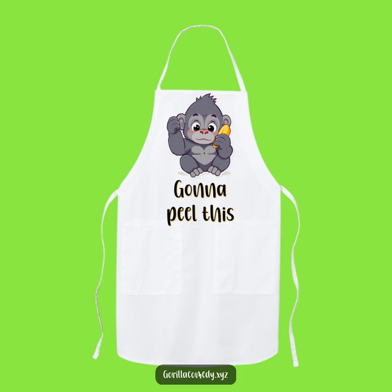 Funny Kawaii Gorilla Banana Apron - Cute Curious Ape Chef Gift