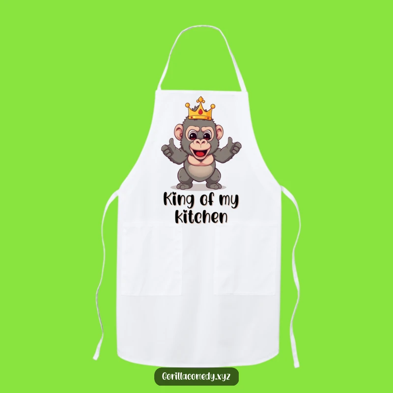 Funny Gorilla Chef King Apron: Royal Primate Culinary Pose, Hilarious Kitchen Gift