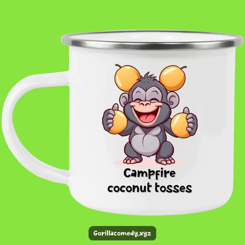 Funny Giggling Gorilla Camping Mug: Coconut Juggling Adventure Gift