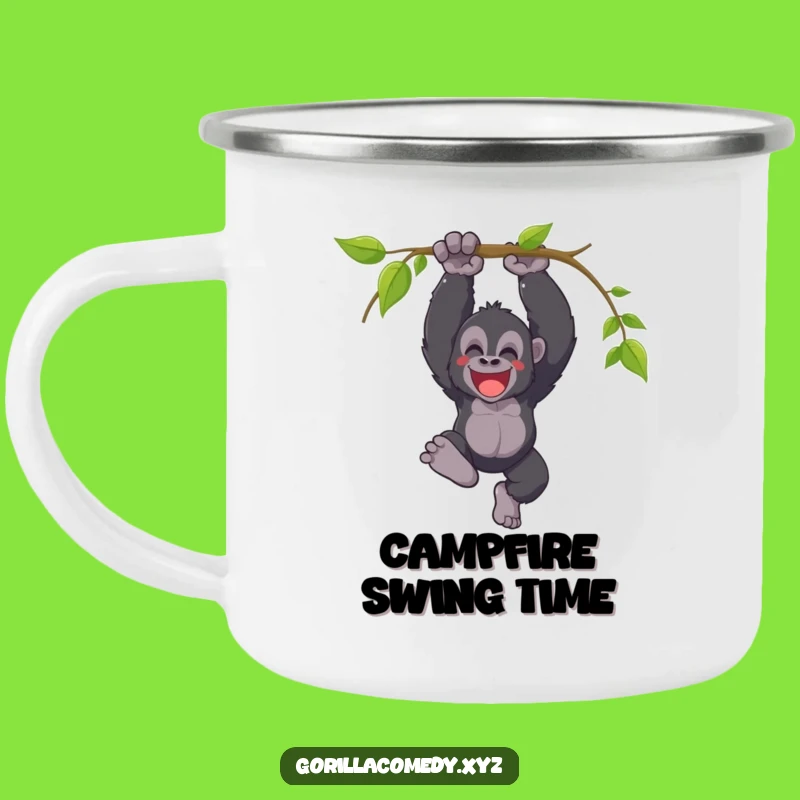 Funny Gorilla Camping Mug: Triumphant Jungle Vibes for Outdoor Celebrations