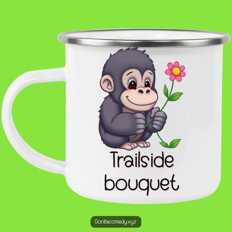 Funny Gorilla Flower Camping Mug - Adventure with Gentle Kindness