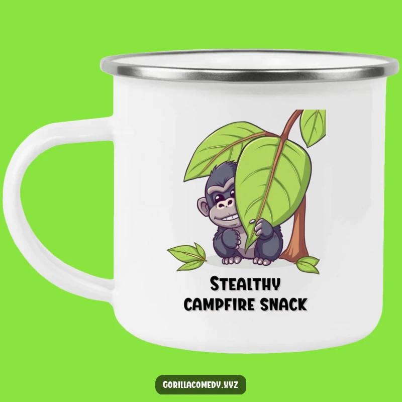 Funny Peeking Gorilla Camping Mug: Mischievous Adventures