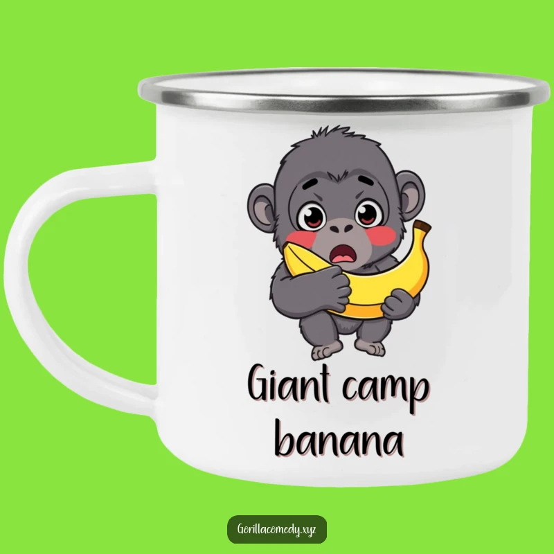 Funny Surprised Gorilla Banana Camping Mug - Big Snack Adventure!
