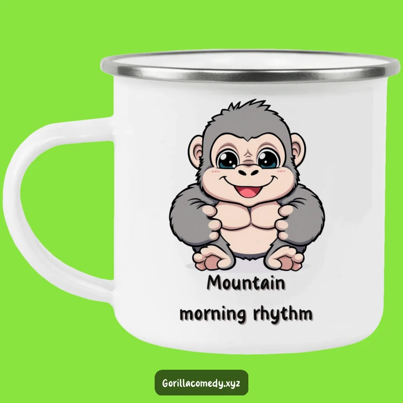 Funny Cheerful Gorilla Camping Mug: Playful Adventure Gift