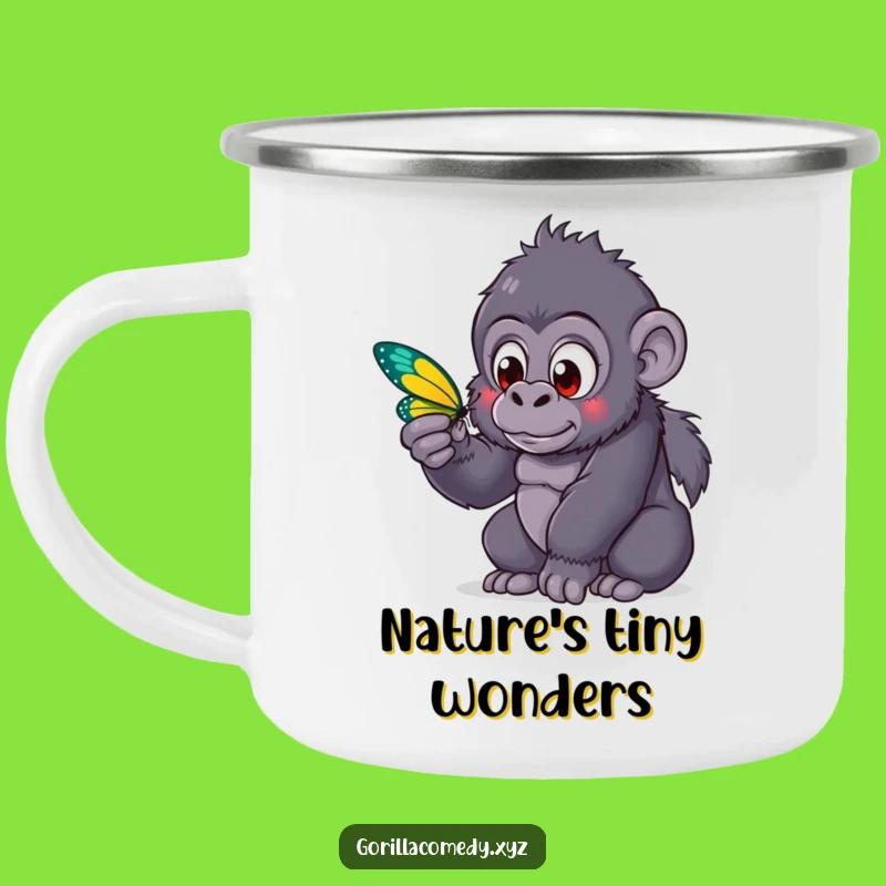Funny Gorilla Butterfly Camping Mug: Sip in Wonder, a Hilarious Gift!