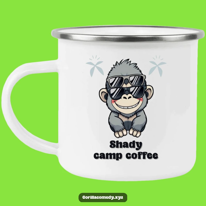 Funny Kawaii Gorilla Camping Mug: Cool Shades Campfire Fun, Hilarious Outdoor Gift