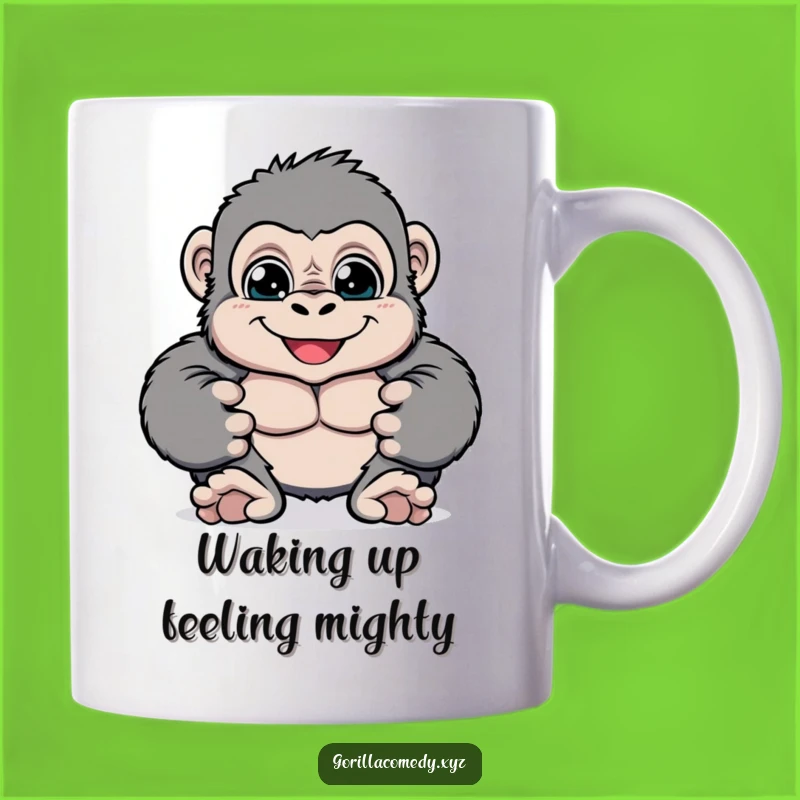 Funny Cheerful Gorilla Mug: Playful Chest-Pounding Primate Gift