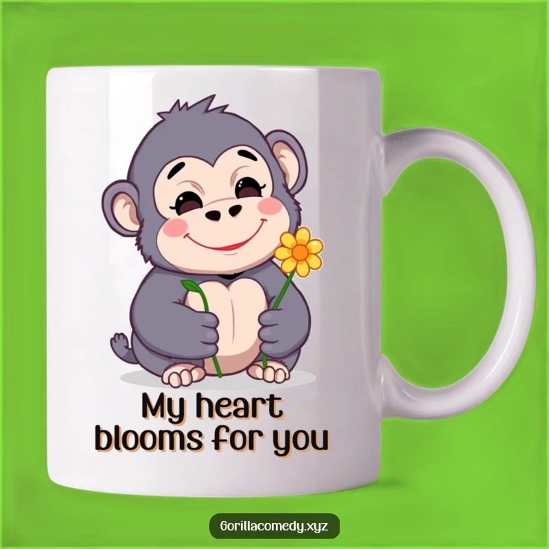 Funny Cute Gorilla Flower Mug: A Shy Smile Gift for Animal Lovers