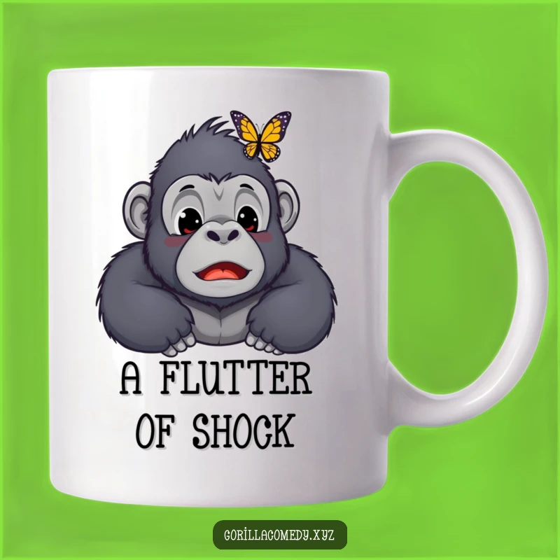 Funny Kawaii Gorilla Butterfly Nose Mug - Surprised Ape Gift for Nature Lovers