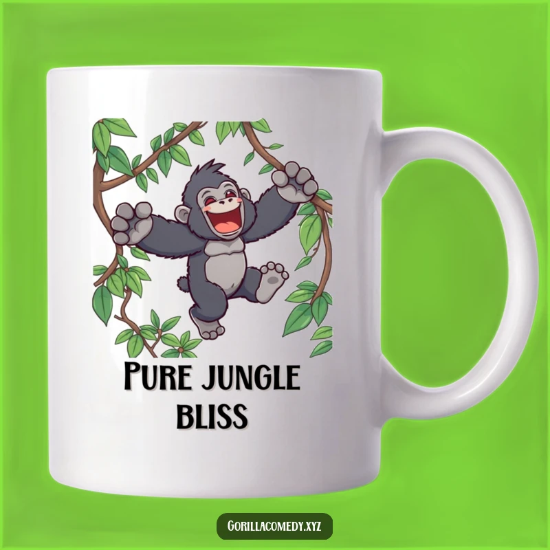 Funny Kawaii Gorilla Jungle Leap Mug - Joyful Ape Adventure Gift for Fun