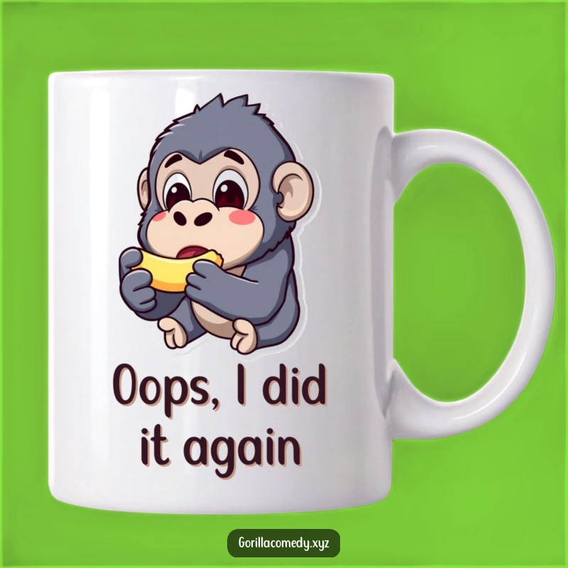 Funny Kawaii Gorilla Munching Banana Mug - A Hilarious Surprise Gift for Animal Lovers