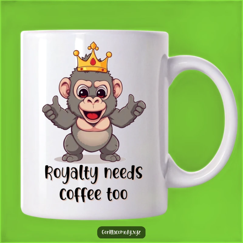 Funny King Gorilla Mug: Royal Primate Pose, Perfect Regal Gift for Him