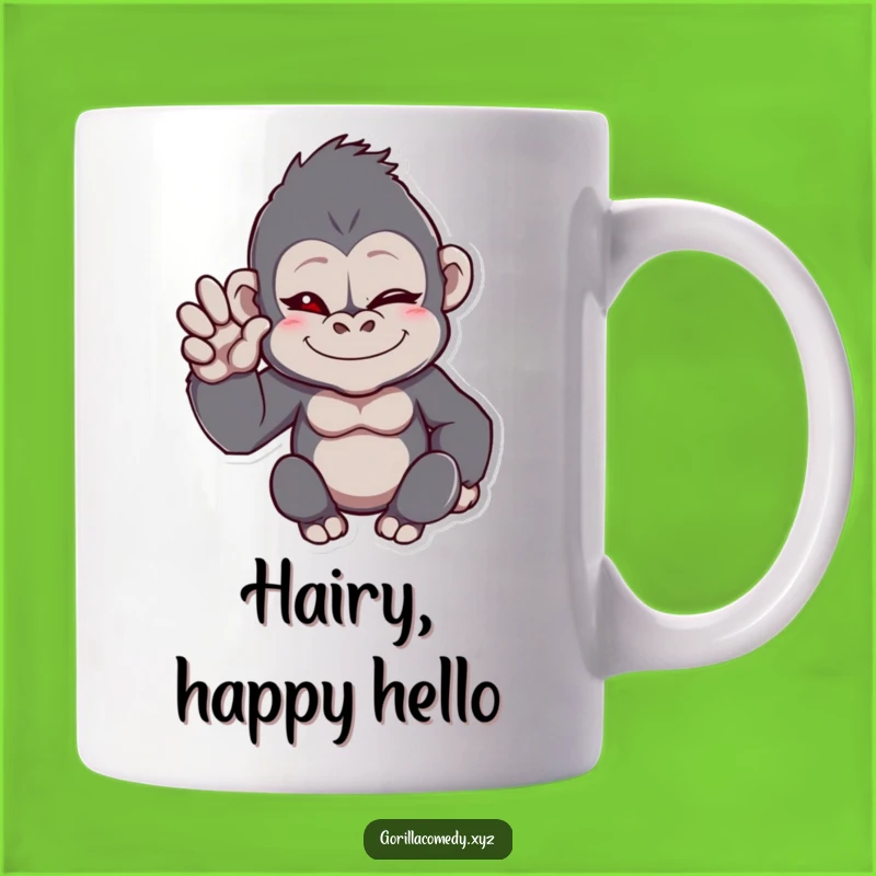 Funny Winking Gorilla Wave Mug - Friendly Animal Greeting, Great Funny Gift