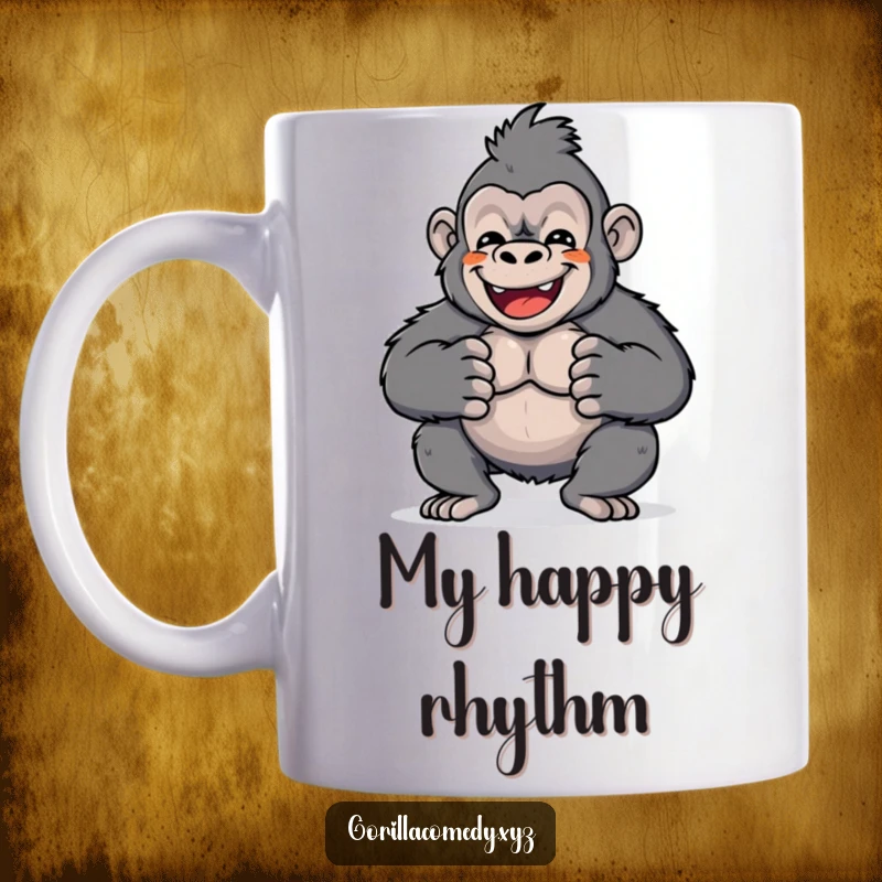 Funny Kawaii gorilla character with a big grin enthusiastically beating its chest. Ideal for lovers of fun and primates.