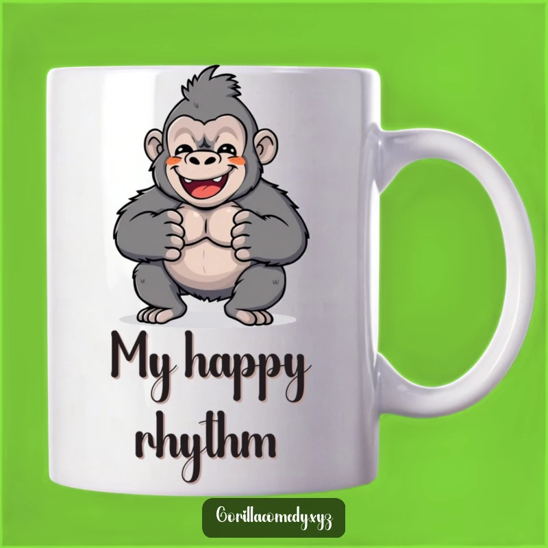 Funny Kawaii Gorilla Chest Drum Mug: Happy Primate Humor Gift