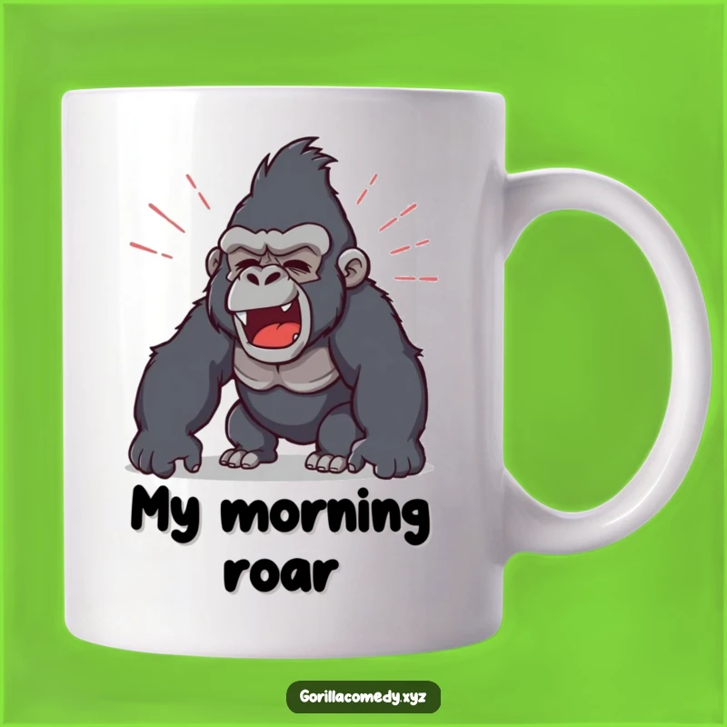 Funny Roaring Gorilla Mug: Loud Sound Waves, Humorous Gift for Him