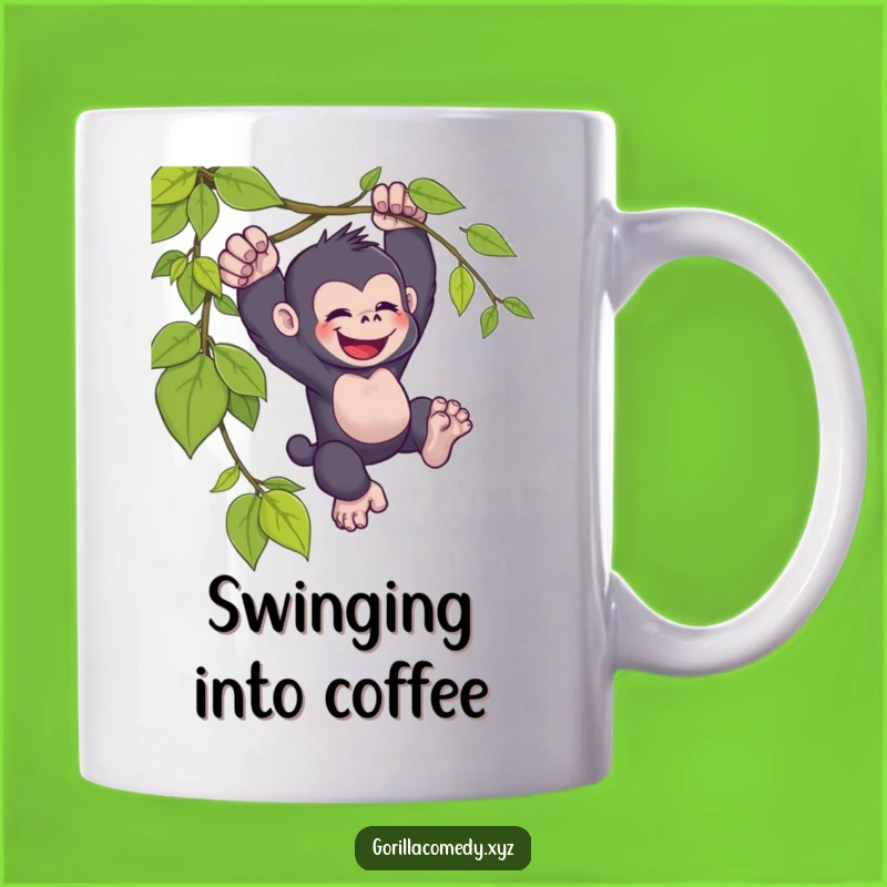 Funny Kawaii Gorilla Vine Mug - Joyful Swinging Gift for Adventure Lovers