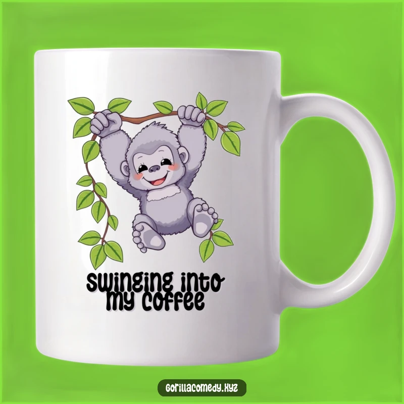 Funny Swinging Gorilla Mug: Happy Ape Adventure Gift for Joyful Mornings