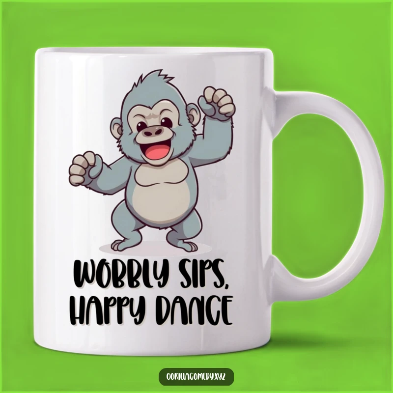 Funny Kawaii Gorilla Mug: Dance Break with This Wobbly Character!