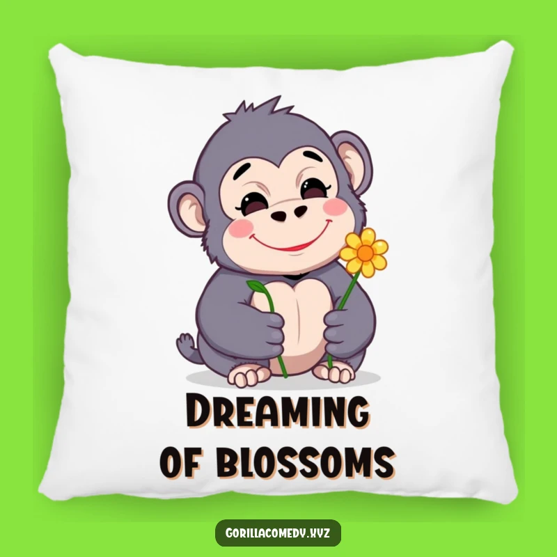 Funny Gorilla Pillow: Cozy Shy Gorilla with Flower Cushion, Soft Gift