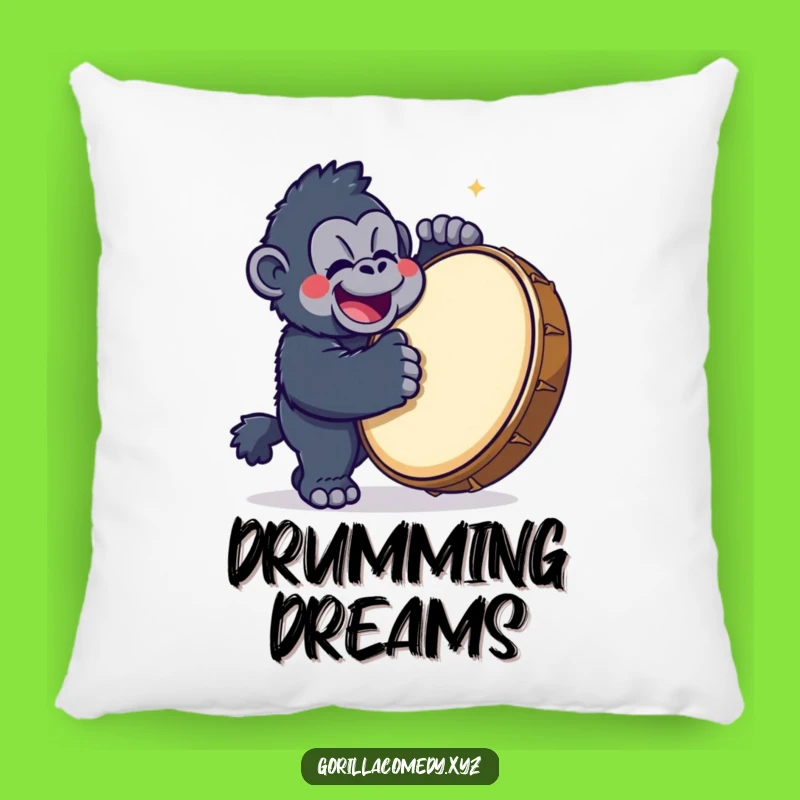 Funny Gorilla Drummer Pillow: Kawaii Character Cushion, a Comical Comfort Gift