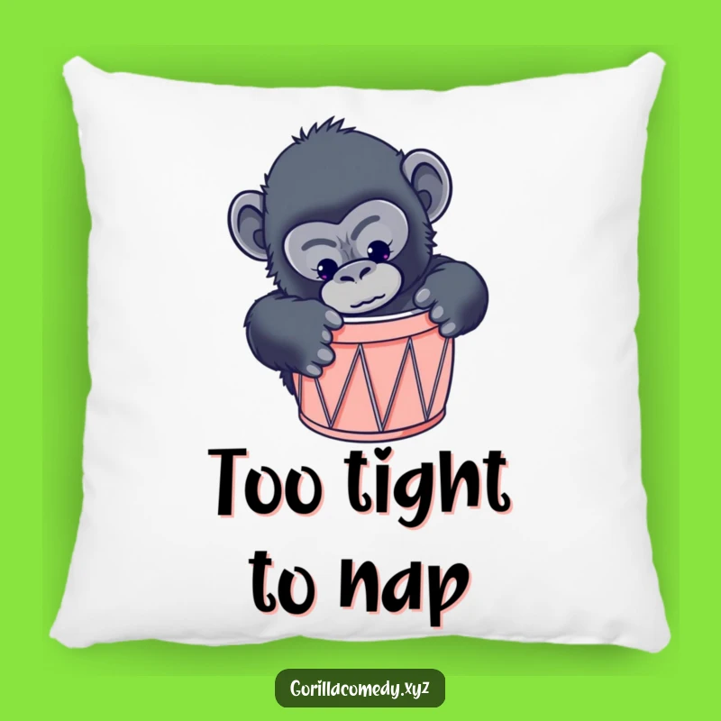 Funny Gorilla Drum Pillow: Cozy Tiny Fit Primate Cushion, Humorous Gift