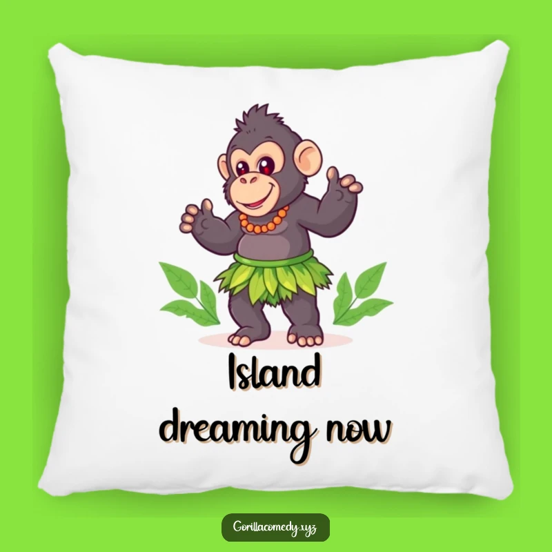 Funny Gorilla Hula Pillow - Cozy Tropical Vibes!