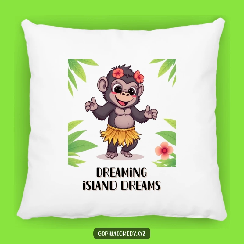 Funny Hula Gorilla Pillow: Cozy Comfort and Hilarious Tropical Decor, Perfect Gift