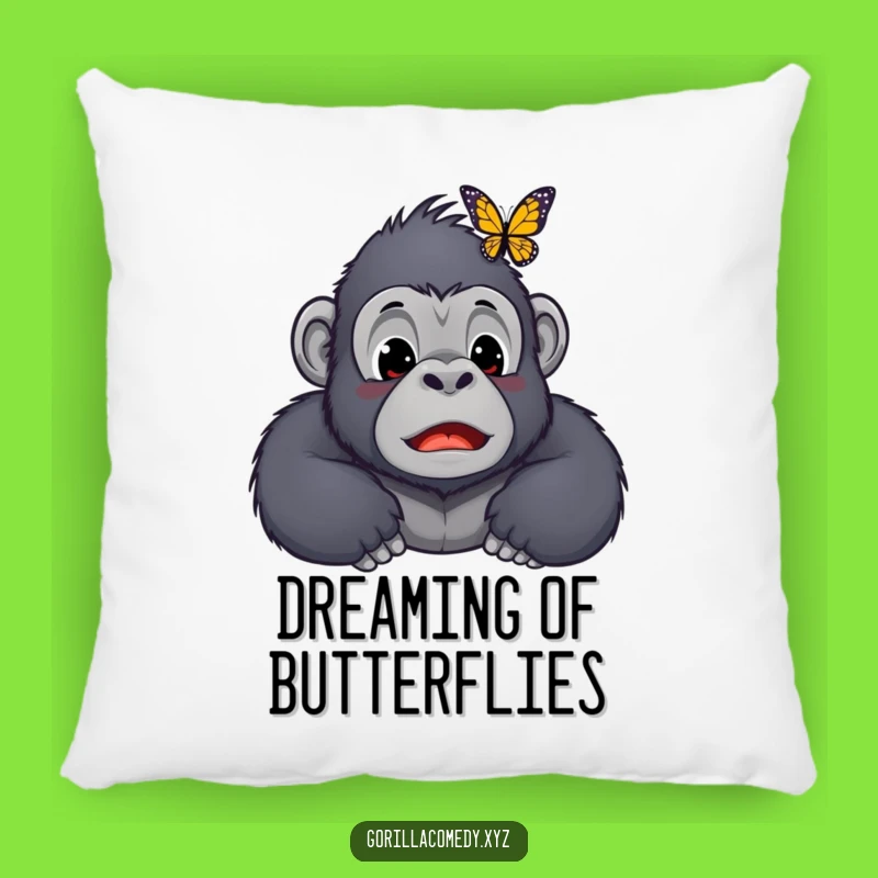 Funny Kawaii Gorilla Butterfly Nose Pillow - Cozy Surprised Ape Cushion