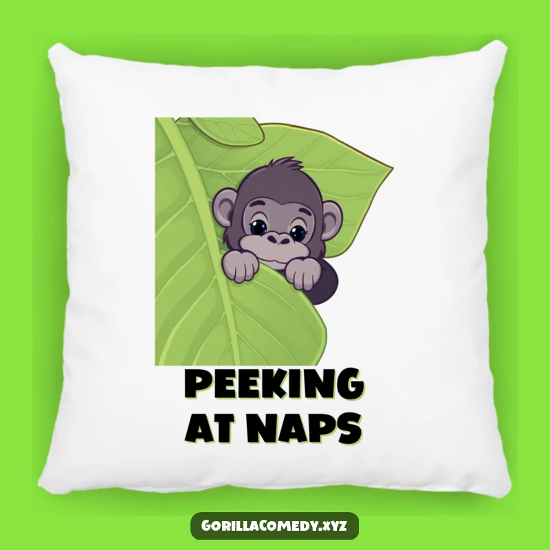 Funny Gorilla Leaf Peeker Pillow - Cozy Jungle Intrigue Accent