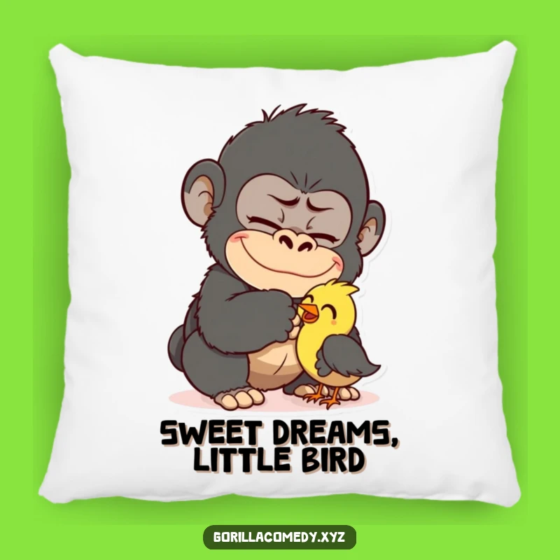 Funny Gorilla Tickling Bird Pillow - Cozy Cartoon Primate Comfort Gift