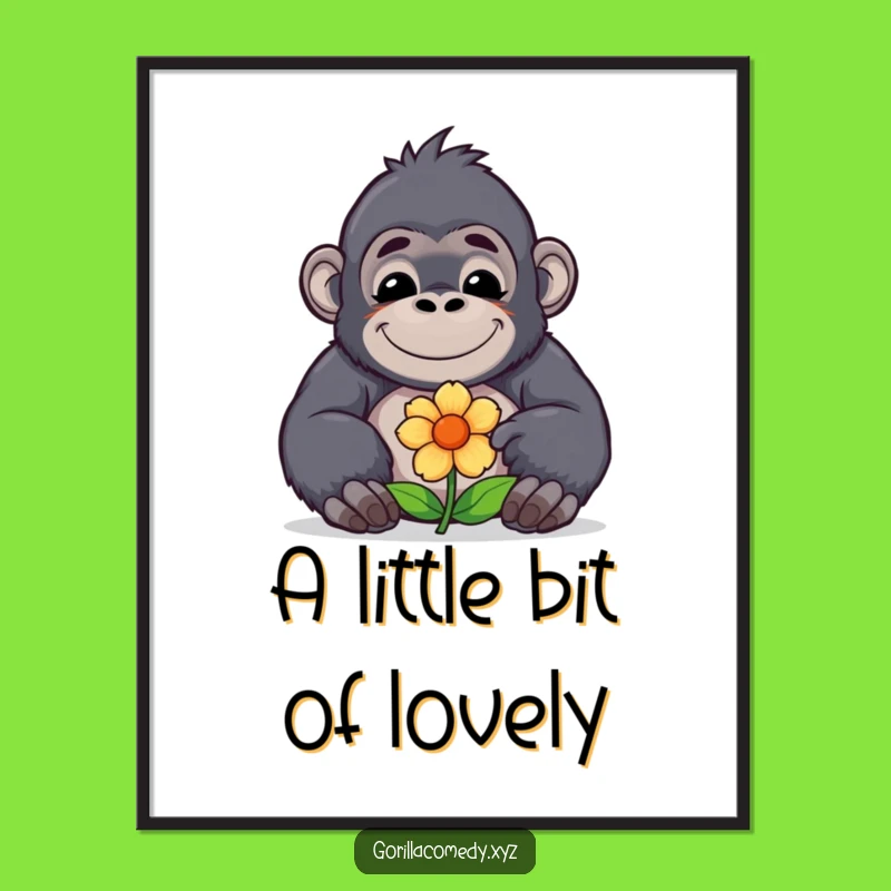 Funny Gorilla Flower Digital Art: Instant Sweet Funny Gift!