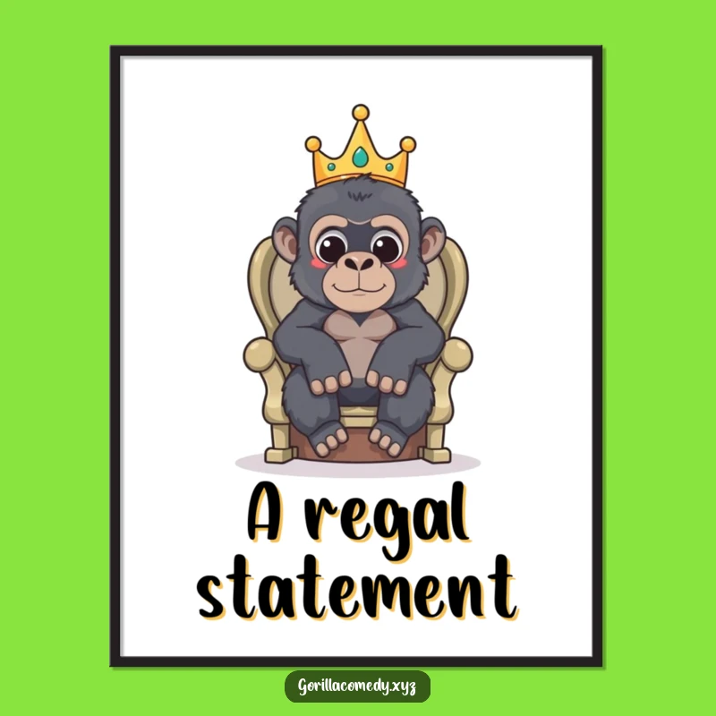 Funny Gorilla King Digital Art: Instant Hilarious Royal Decor for Your Walls