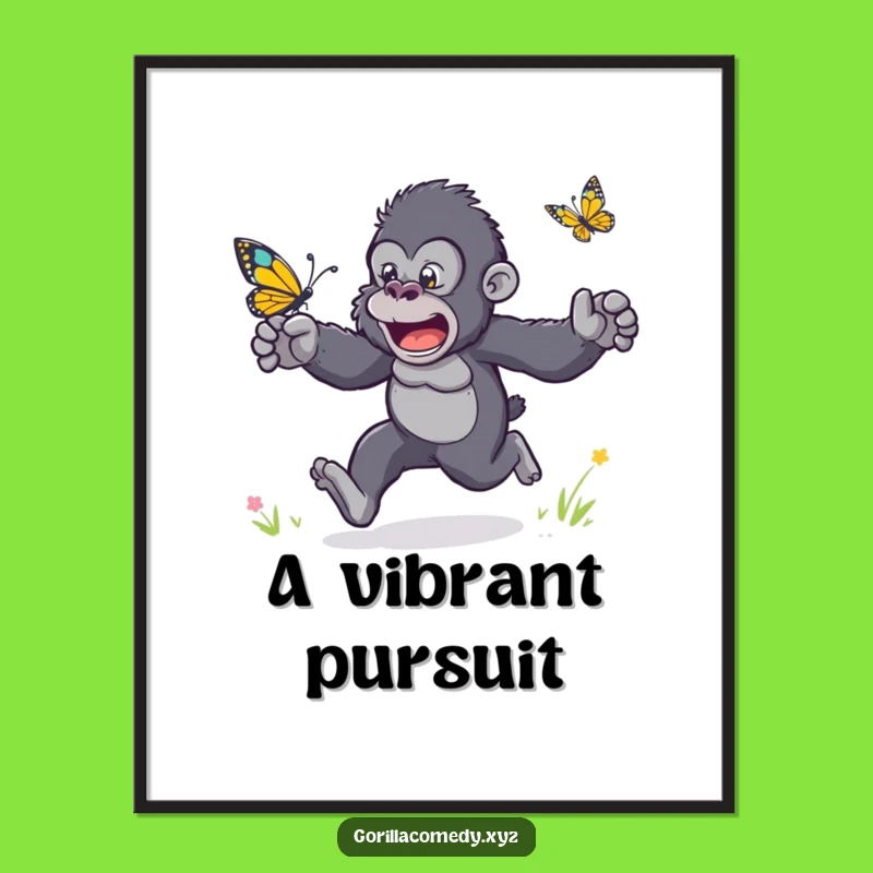 Funny Gorilla Butterfly Race Digital Art: Instant Hilarious Energy for Your Walls