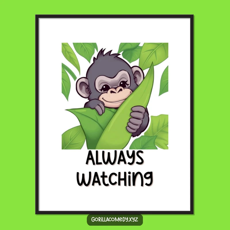 Funny Gorilla Wink Digital Art: Mischievous Jungle Print for Instant Cheeky Decor