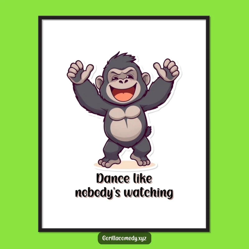 Funny Gorilla Dance Digital Art: Instant Primate Wall Decor for Homes