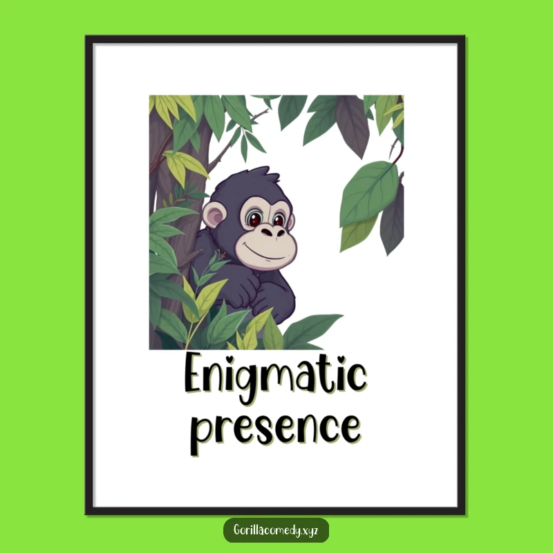 Funny Gorilla Jungle Digital Art: Peek-a-Boo Fun for Your Walls!