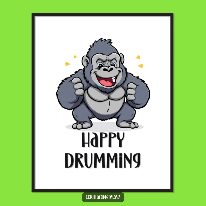 Funny Cheerful Gorilla Chest Pound Digital Art - Instant Download for Energetic Decor