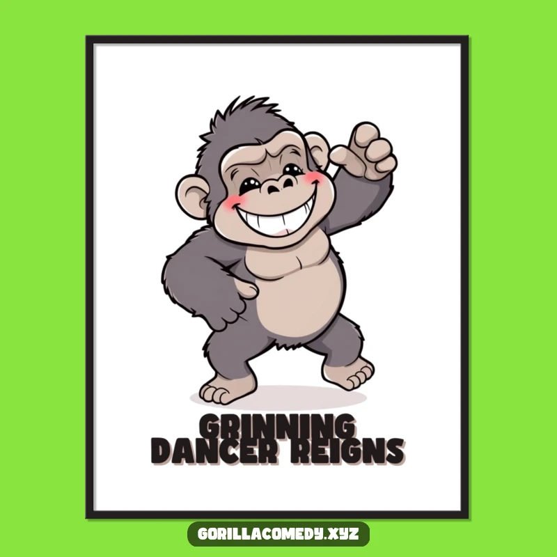 Funny Dancing Gorilla Digital Art: Grinning Ape Dance Wall Decor