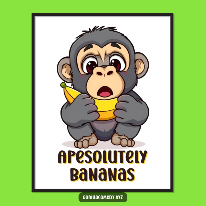 Funny Gorilla Banana Digital Art: Surprise Printable, Hilarious Gift