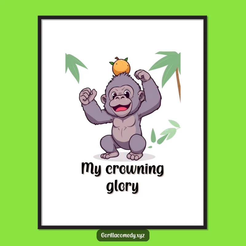 Funny Gorilla Digital Art: Coconut Balance Decor, Silly Print
