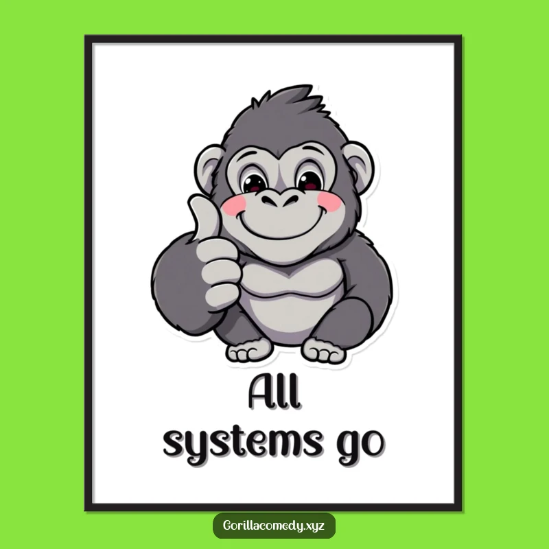 Funny Gorilla Thumbs Up Digital Art: Instant Hilarious Gift for Your Walls!