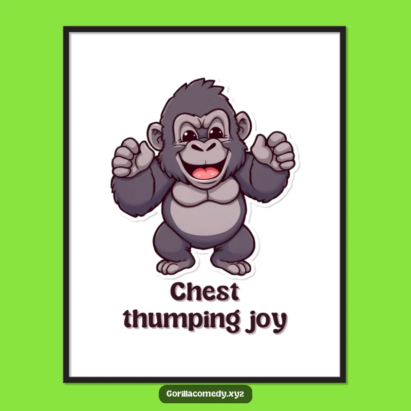 Funny Proud Gorilla Chest Beat Digital Art: Printable Ape Pride