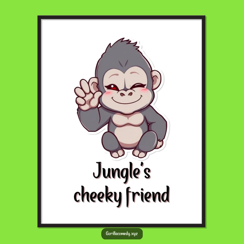 Funny Winking Gorilla Wave Digital Art - Instant Greeting Decor, Unique Gift